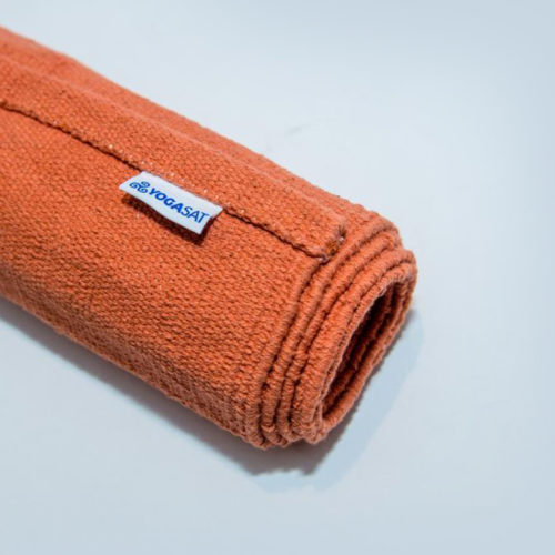 Covor YogaSat din bumbac, Portocaliu cu broderie 7 Chakre